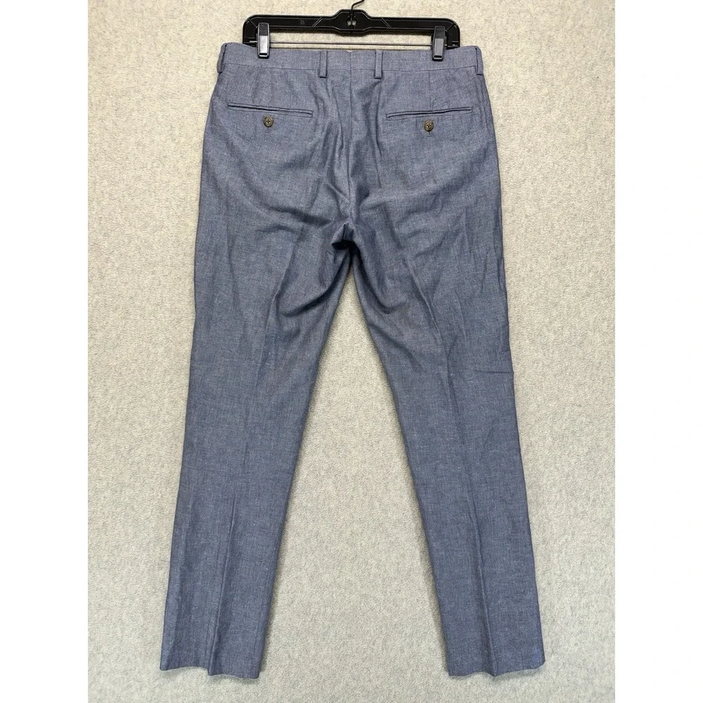 J.Crew Ludlow Baird McNutt Irish Linen Dress Pants Mens 31x32 Slim Blue